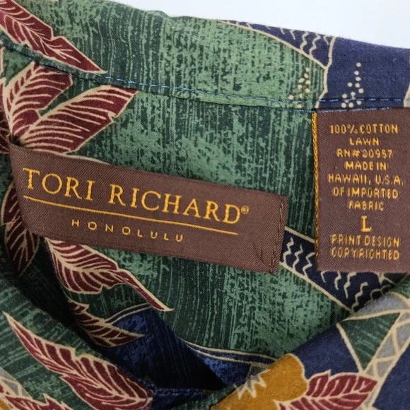 Tori Richard Shirt Mens Large Turtles Palm Trees AOP Hawaiian Button Up - Picture 8 of 9